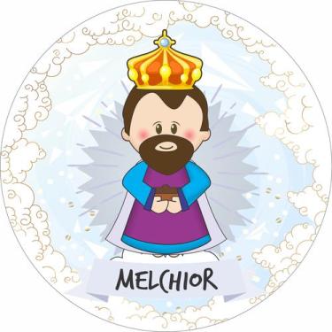 Imagem de Painel de Tecido Sublimado Redondo Santinhos Católicos Santo Rei Mago 