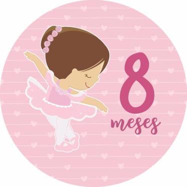 Imagem de Painel de Lona Redondo Mesversário Aniversário de 8 Meses Menina - Fab
