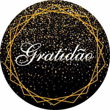 Imagem de Painel de Lona Redondo Gratidão Chuva de Glitter - Fabrika De Festa, 2