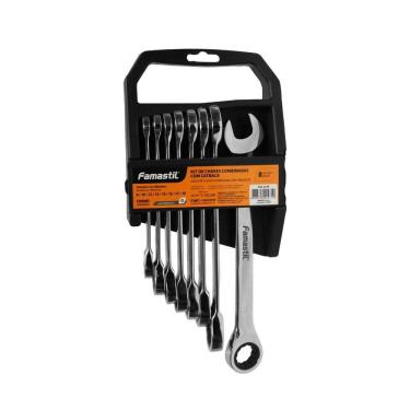Imagem de Kit Chave Combinada Catraca Famastil 8 Peças 8 a 19mm CrV