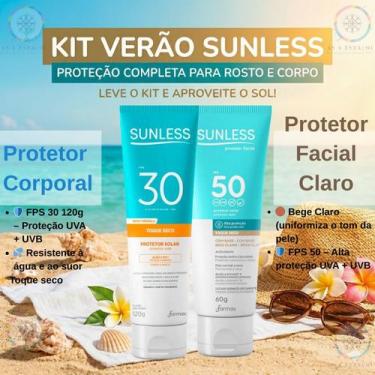 Imagem de Kit Protetor Solar Fps 30 120g + Protetor Solar Facial Bege Claro - Su