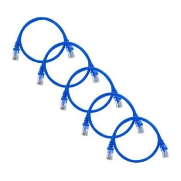 Imagem de Kit 5 Cabos de rede Cat6 Patch Cord Internet Montado 3m Azul - Zong