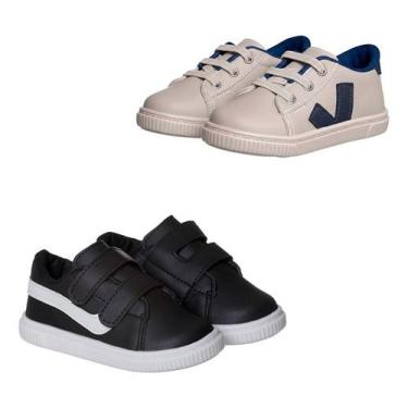 Imagem de Kit 2 Pares Tenis Infantil Masculino Casual Anatomico - Mimoflex, Bege