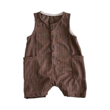 Imagem de Macacão Listrado Sem Mangas Para Bebês, Meninos E Meninas, Estilo Core