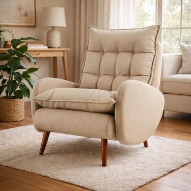 Imagem de Poltrona Anatomica Pes de Madeira Eloa Bege