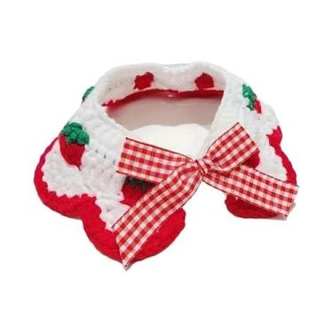 Imagem de Babador Para Animais De Estimação Estampa Xadrez Morango, Poliéster Ma