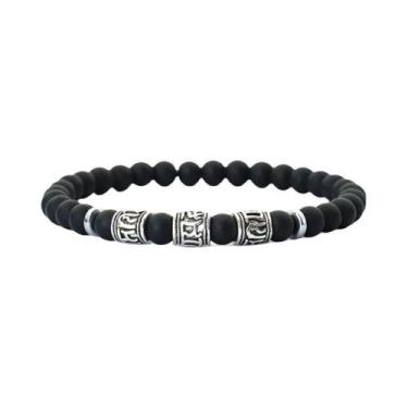 Imagem de Pulseira Masculina De Contas De Howlite, Lava E Olho De Tigre De 6mm, 