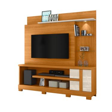 Imagem de Estante de TV 55 Pol 182cm com Pé para Sala Elaris Cinamomo/Off White M20 - D'Rossi