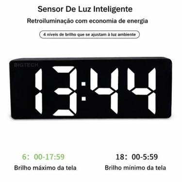 Imagem de Relógio LED de Parede Inteligente Sensor de Luz Display - Genérico