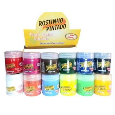 Imagem de kit 6 cores Tinta liquida p/ Pintura Facial Rostinho Pintado
