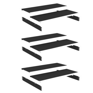 Imagem de Kit 3 Bandeja Gondola Rack FIT Preto 6X 30x90 CH22 Pe Branco