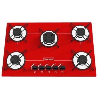 Imagem de Fogão Cooktop 5 Bocas Ultra Chama Bivolt Chamalux - Vermelho, Bivolt