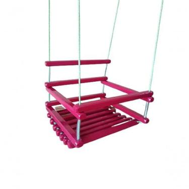 Imagem de Balanço Gangorra Infantil Madeira 35x35 Rosa Suporta 80kg. - SHOPPINGN