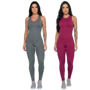 Imagem de KIT 2 Macacão Fitness Liso Bella Fiore Sem Bojo Suplex Roupa De Academia Treino Feminin...