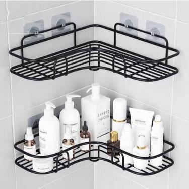 Imagem de Porta Shampoo Sabonete Suporte De Parede Banheiro Cozinha - NS, Preto