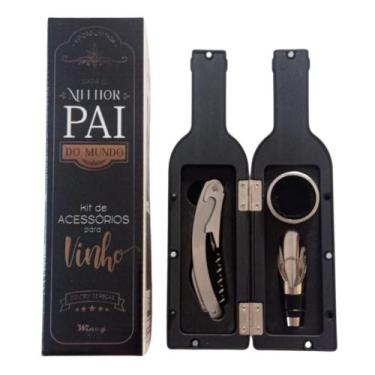 Imagem de Kit Vinho Luxo Abridor Saca Rolhas Tampa Dosador Presente - Wincy