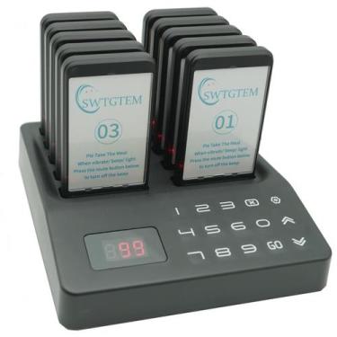 Imagem de Sistema de pager para restaurante SWTGTEM com 10 pagers e alcance de 5