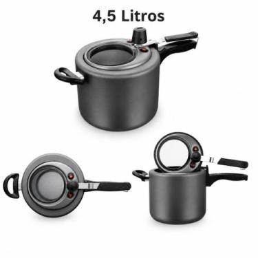 Imagem de Panela de Pressão MTA 4.5L Antiaderente SuperFlon Visor Vidro INMETRO,
