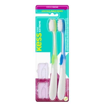 Imagem de Escova Dental Clear Extreme Kess Belliz Azul E Verde C/2