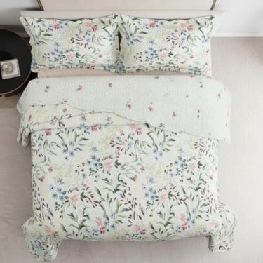 Imagem de Cobre Leito Evolution Floral Dupla Face - Malucassim, Primavera Azul, 