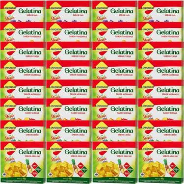 Imagem de Kit com 32 Unidades de Gelatina Lowçucar Plus com Stevia Sabores varia