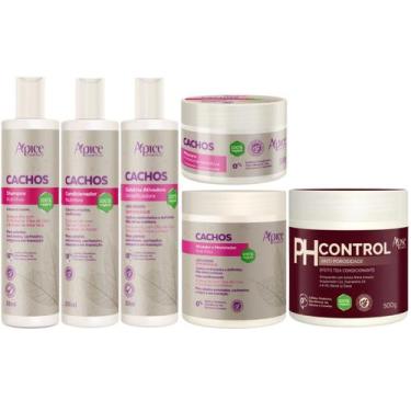 Imagem de Kit Apice Cachos 5 Itens Mascara PH Control Tratamento Capilar Complet