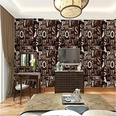 Imagem de QIHANG Papel de parede vintage do alfabeto 3D estereoscópico americano retrô KTV Bar Restaurante Papel de parede Marrom Cor 0,53m10m=5,3SQM
