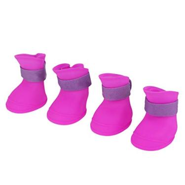 Imagem de Botas para cães de estimação, 4 peças, botas de silicone para cães de estimação, bonitas, à prova d'água, antiderrapantes, sapatos de chuva antiderrapantes para cães de estimação (G)