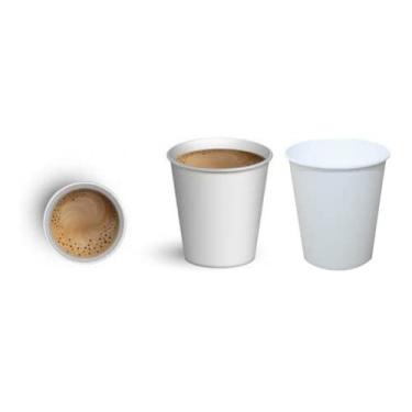 Imagem de Copos de Papel Descartável 100ml Biodegradável Branco - Kit c/ 150 unid - Ideal para consumos de cafés, chás e outras bebidas quentes ou gelados.