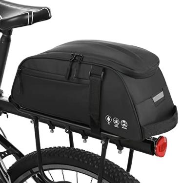Imagem de mochila de bicicleta,Bolsa de suporte traseiro de bicicleta à prova d'água Suporte de bicicleta para bicicleta traseira bolsa de ombro