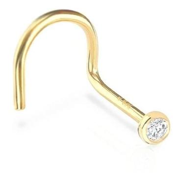 Imagem de Piercing Nariz Ouro Amarelo 18K E Diamante Nostril - Zalupe