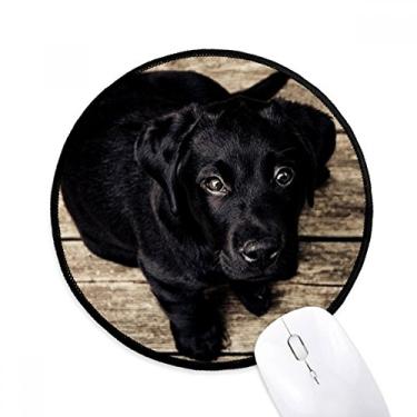 Imagem de DIYthinker Tapete de mouse para cachorro preto animal solitário noite desktop escritório tapete redondo para computador