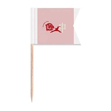 Imagem de Bandeiras de palito de dente Kungfu Descendente Dragão Chinês da China Marcação para Bolo Festa Prato de Queijo