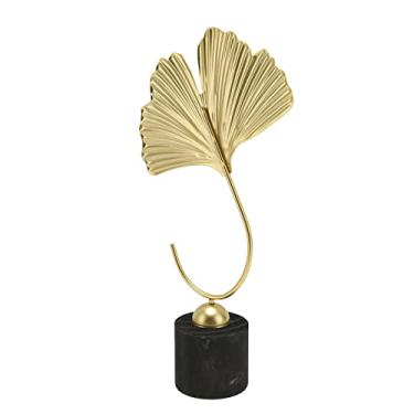 Imagem de Ornamento de Escultura de Folhas de Ginkgo, Escultura de Decoração de Mesa de Folha de Ginkgo Ouro Simples para Sala de Estar Quarto