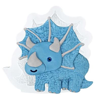 Imagem de Funshowcase Molde de silicone para fondant de dinossauro Tricerátopo 7,6 cm