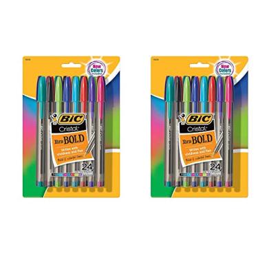 Imagem de BIC MSBAPP241-A-AST Cristal Xtra Bold Fashion Ballpoint Pen, Bold Point (1.6mm), Assorted Colors, 24-Count,2 Pack