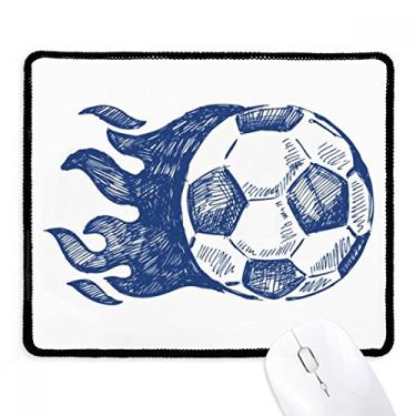 Imagem de Mousepad de futebol com estampa azul chama, borda costurada, tapete de borracha para jogos