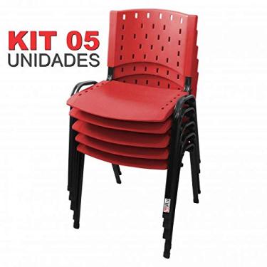 Imagem de Cadeira Empilhável Plástica Vermelha 5 Unidades - ULTRA Móveis