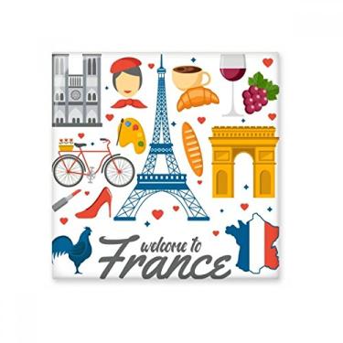 Imagem de Bandeira nacional de arquitetura da França azulejo de cerâmica brilhante decalque de pedra adornada tijolo vitrificado