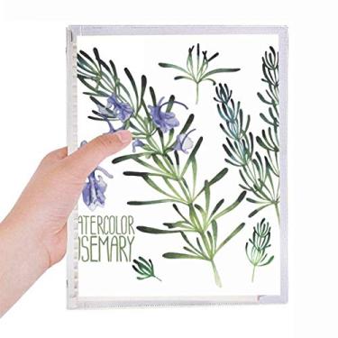 Imagem de Caderno de plantas em aquarela roxa com folhas soltas para diário recarregável