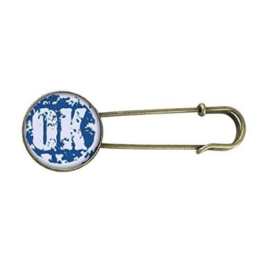 Imagem de OK, design redondo, estampa de ilustração, retrô, broche de metal