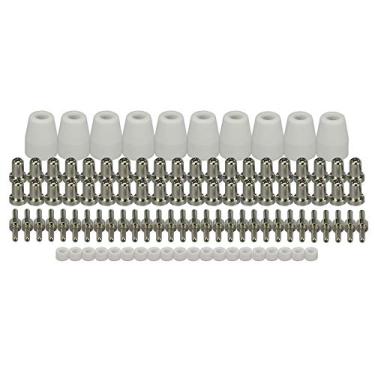Imagem de RIVERWELD ESAB L-TEC PT-31 JG-40 WSD-LG40 Pontas de eletrodo de plasma Kit de bojo alargado de proteção de proteção de níquel banhado a níquel para cortador de pelúcia 50D 50 40 100 peças