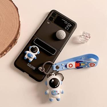 Imagem de Pode girar a lua Space Hand Lanyard Folding Holder Astronaut Phone Case For Samsung Galaxy Z Flip 3 4 Cover,7, With Stand,For Galaxy Z Flip 3