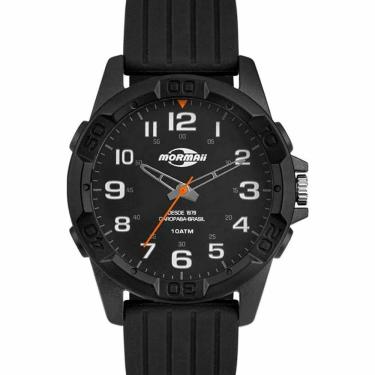 Imagem de Relogio Mormaii masculino preto com numeros pulseira de borracha MOPC21JAS/8L