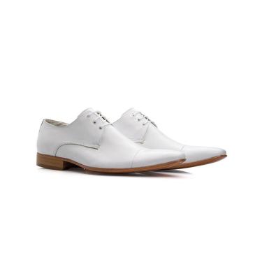 Imagem de Sapato Social Masculino Sola de Couro Couro Cromo Branco 307