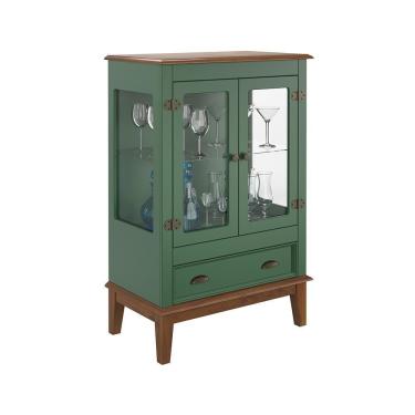 Imagem de Mini Cristaleira de Madeira Maciça 2 portas - Verde