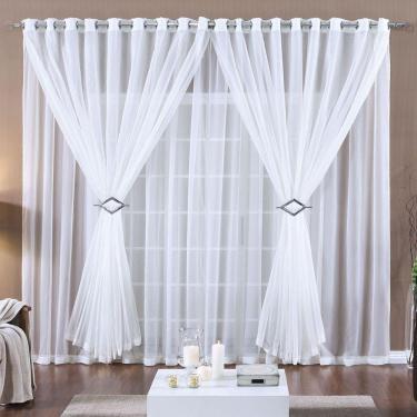Imagem de Cortina Paula 2,00M X 1,70M Branca Tecido Voal Leve Clean Para Sala Ou Quarto