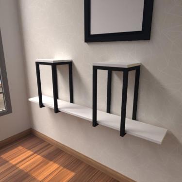 Imagem de Aparador Industrial Branco Off White Moderno Cantinho Café Escritorio Simples Bancada Suspensa