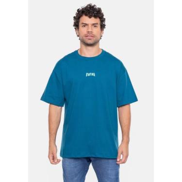 Imagem de Camiseta Fatal Oversize Flame Azul Tempestade