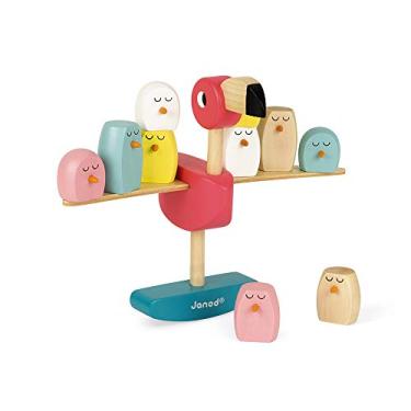 Imagem de Jogo Janod Flamingo Equilibrista com 11 Peças - Adequado para Crianças a Partir de 3 Anos - Inclui 10 Flamingos Bebê e 1 Flamingo Rosa
